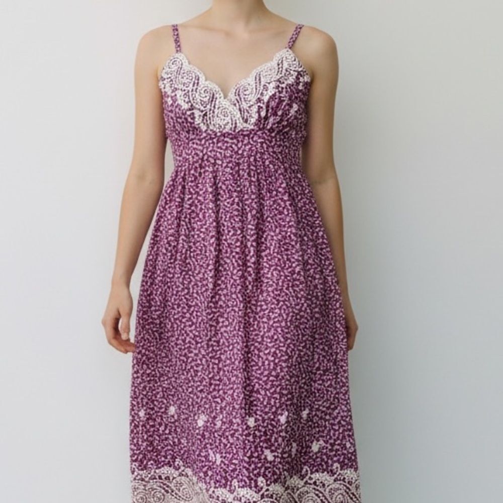 Johnny Martin Purple Floral Mini Dress in Size Small 100% Cotton